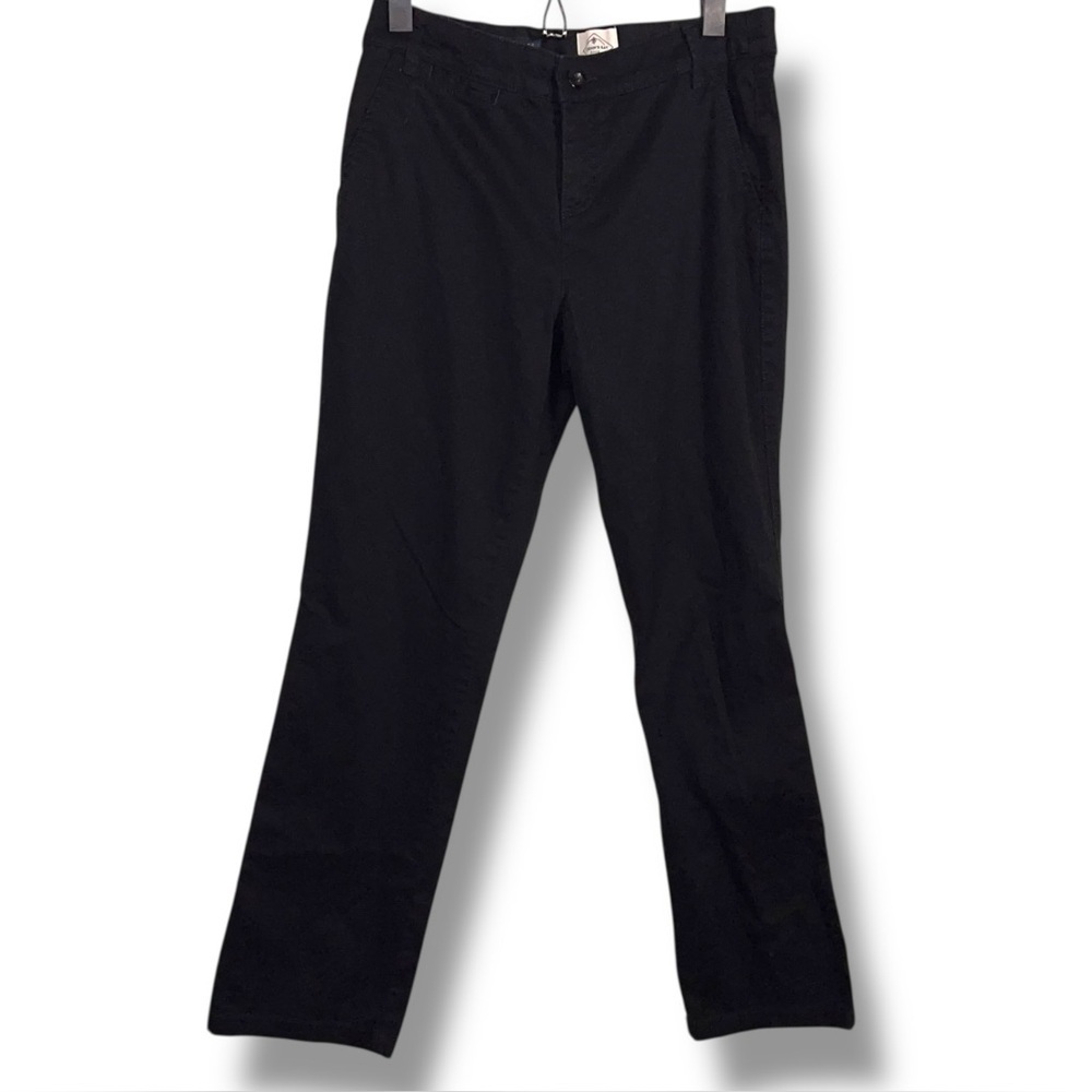 Petite 4 St John’s Bay Black Straight Leg Pants  Cotton Blend Stretch Classic
